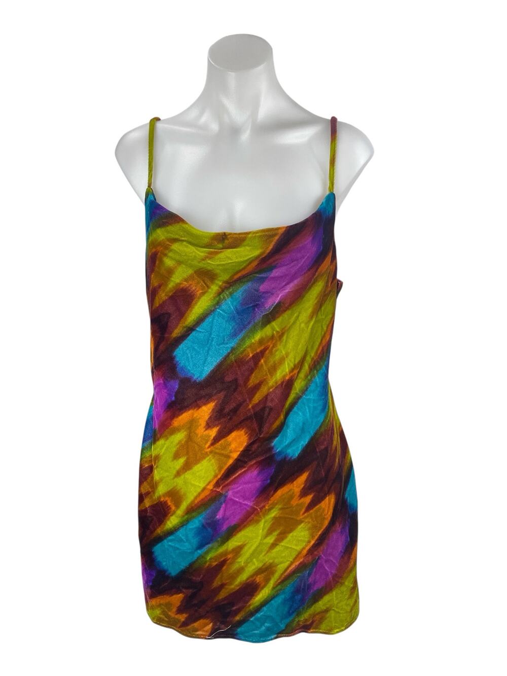 Urban Outfitters Multicolor Abstract Cowl Neck Cami Camisole Tank Dress Size L